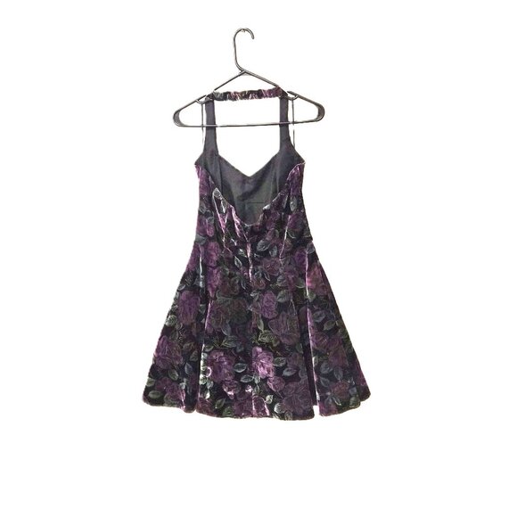 Vintage Velvet Halter Dress Union Made Canada Size 10 Whimsigoth Floral Holiday - Picture 3 of 8